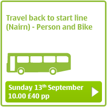 Travel back to Start Line (Nairn) Sunday 13th Sept 10:00 - Person and Bike