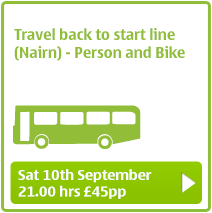 Travel back to Start Line (Nairn) Saturday 10th Sept 21:00 - Person and Bike