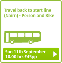 Travel back to Start Line (Nairn) Sunday 11th Sept 10:00 - Person and Bike